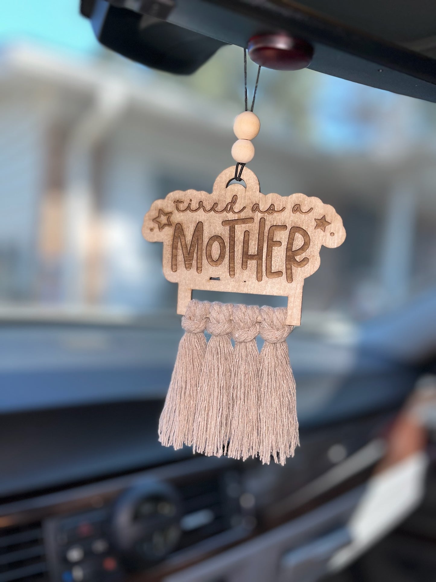 Tired as a Mother Car Charm